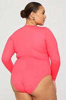 Zip-Front Long Sleeve One-Piece Swimsuit