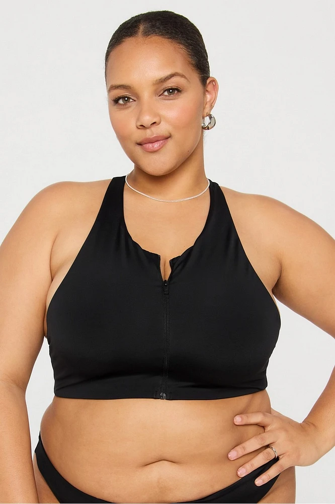 Zip-Front Swim Top