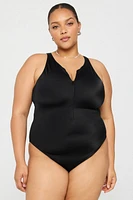 Zip-Front One-Piece Swimsuit