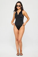 Zip-Front One-Piece Swimsuit