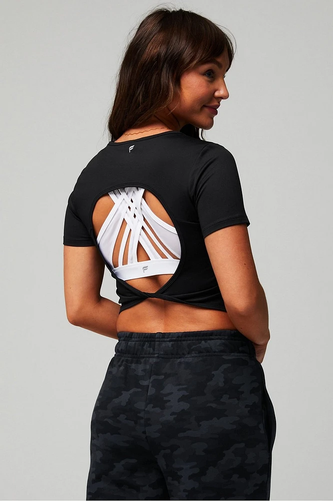 Dry-Flex Open Back Twist Short-Sleeve Tee