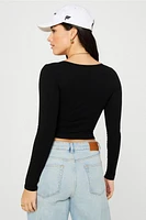 Daily Rib Cropped Square Neck Long-Sleeve