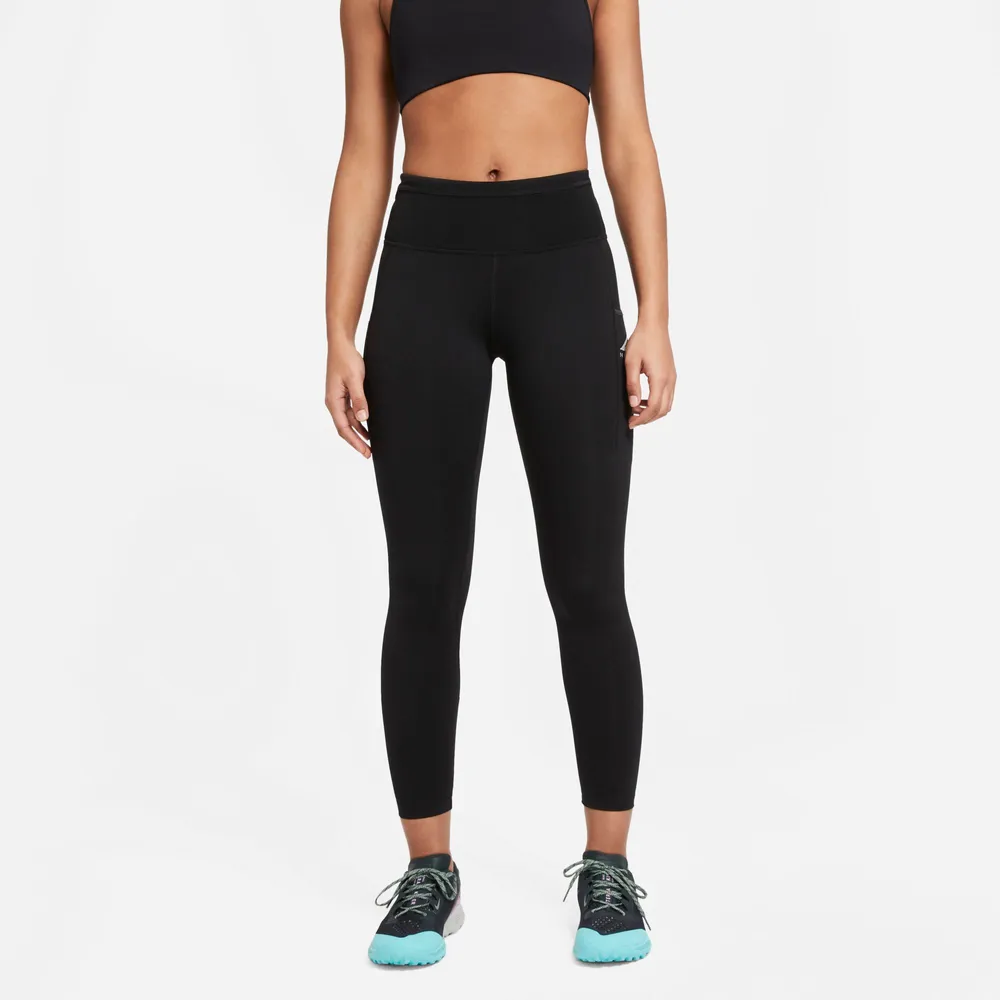 Women's Nike Midnight Navy/Aluminum Mid-Rise Trail Running Leggings - XS 