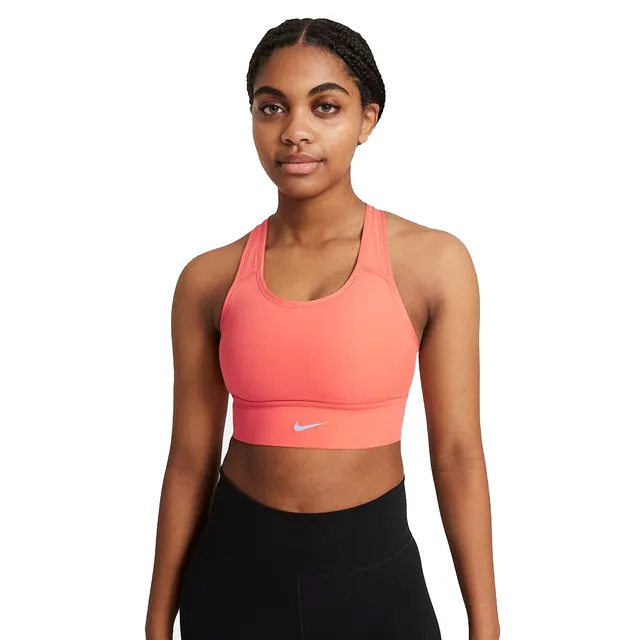 Nike Training swoosh long line medium support sports bra in grey, CZ4496-084
