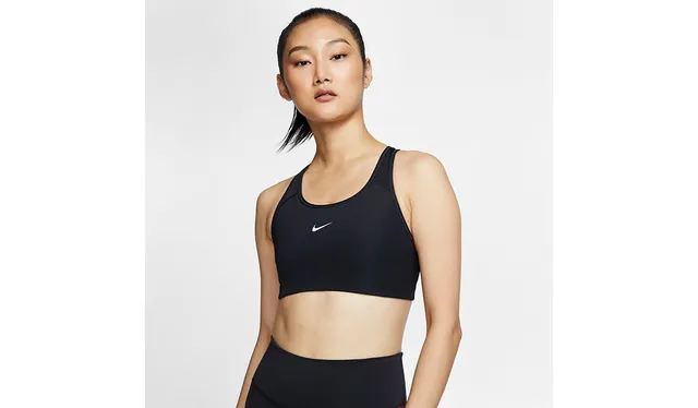 Nike Swoosh Longline Women's Medium-Support Sports Bra czarno