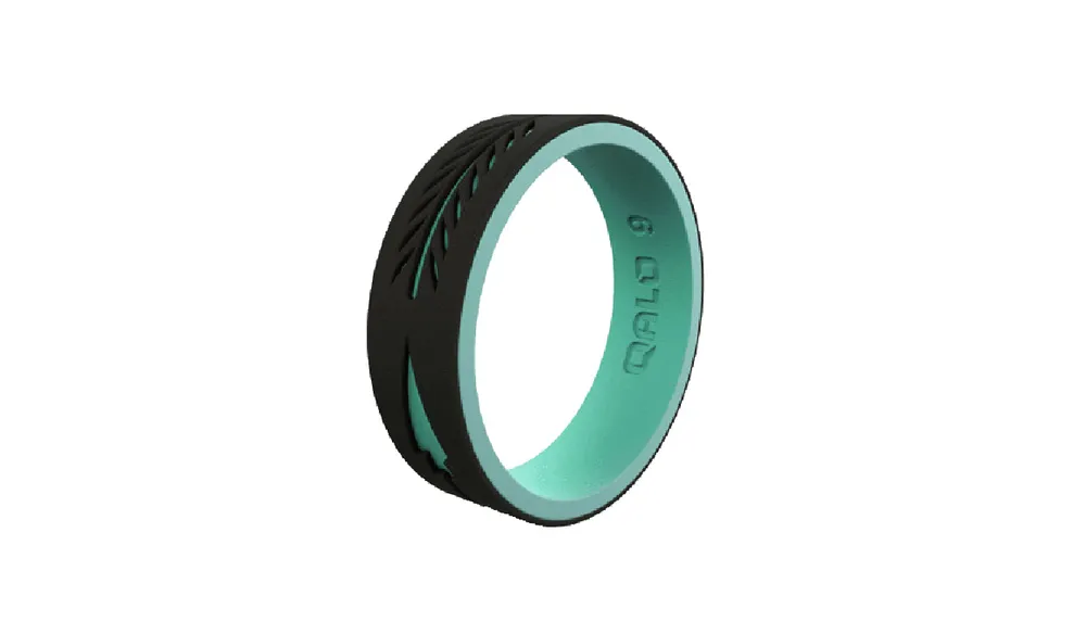 QALO | Silicone Rings | Women's Strata Flora Ring (Black/Aqua) | Travel  Accessories | Functional | GEARSUPPLY