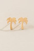 Palm Tree Brushed Stud Earrings