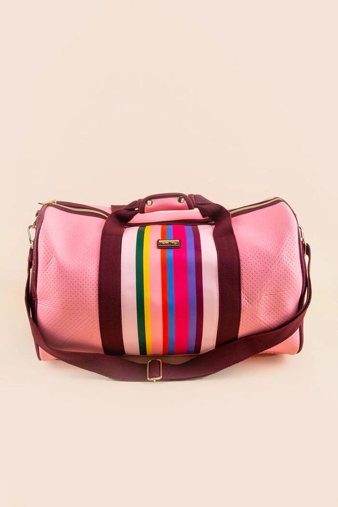 Nylon Travel Handbag Rainbow Gingham Duffle Bags Large Fitness