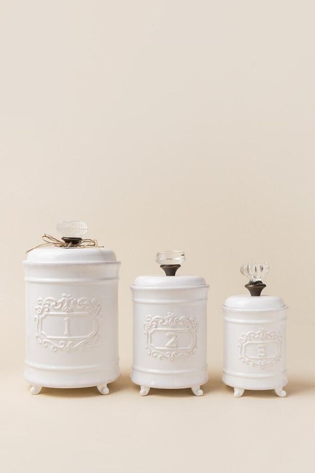 Circa White Ceramic Kitchen Canister Set