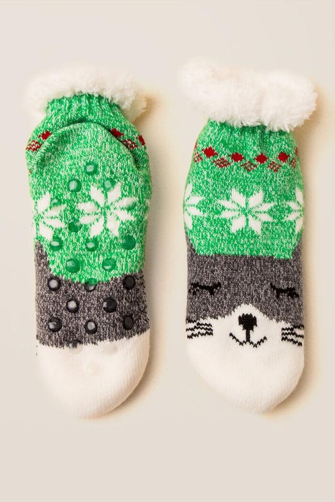 Sleepy Kitty Cozy Slipper Socks