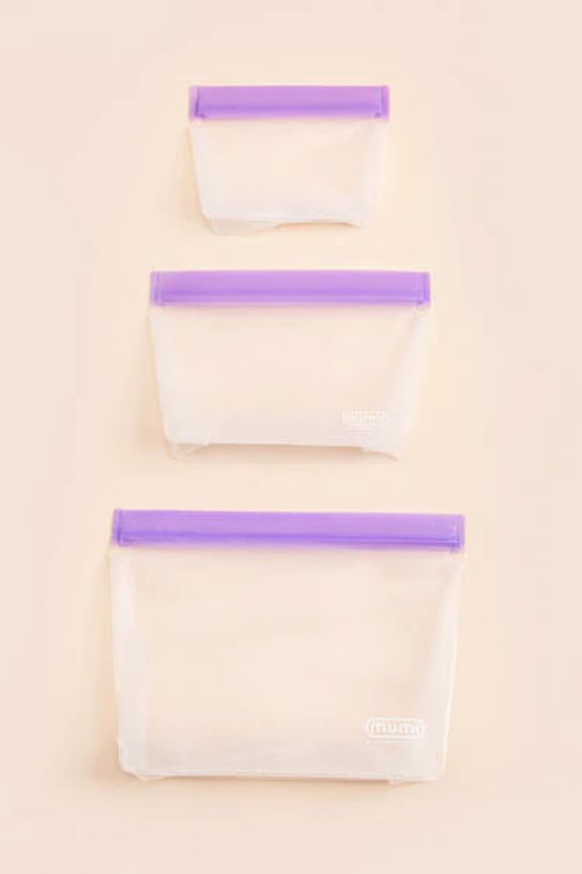 Mumi Reusable Zip Up Bags Purple