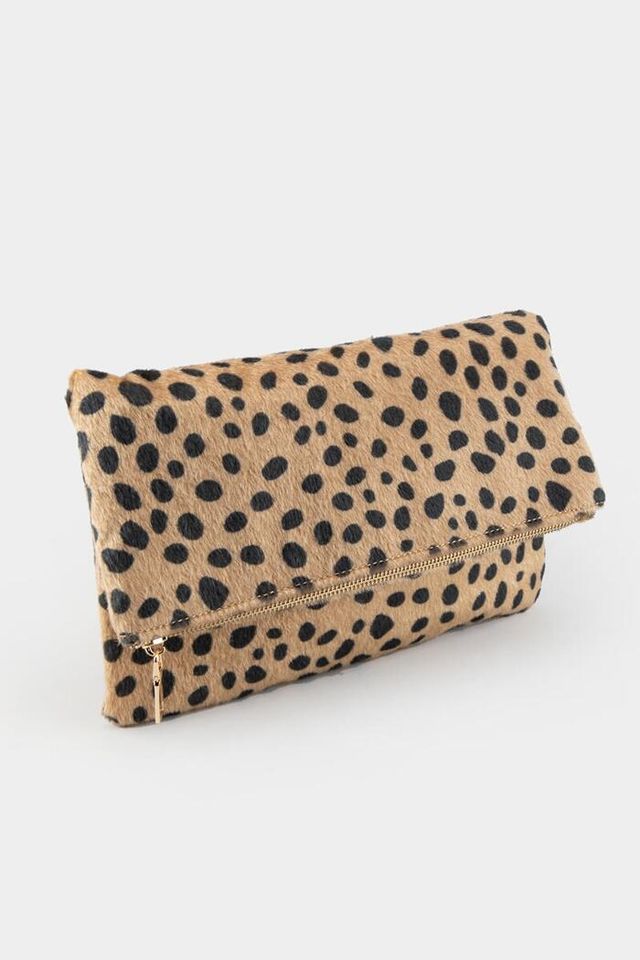 Francesca's Linda Fold Over Leopard Clutch