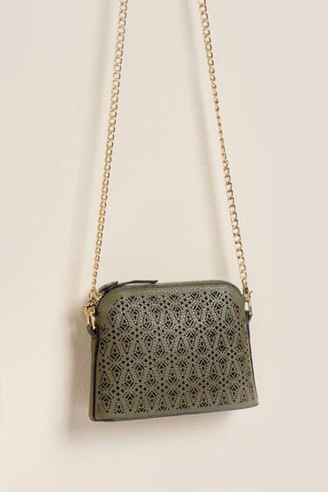 Francesca's Sawyer Perforated Double Zip Crossbody