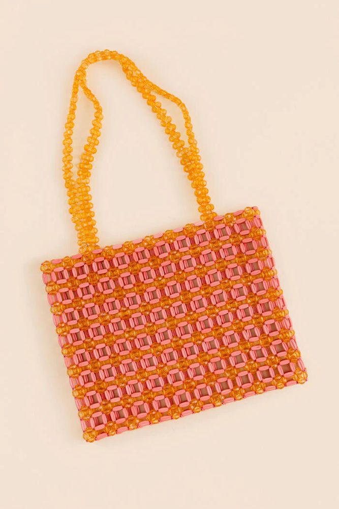 Smiley Face Geo Woven Bag