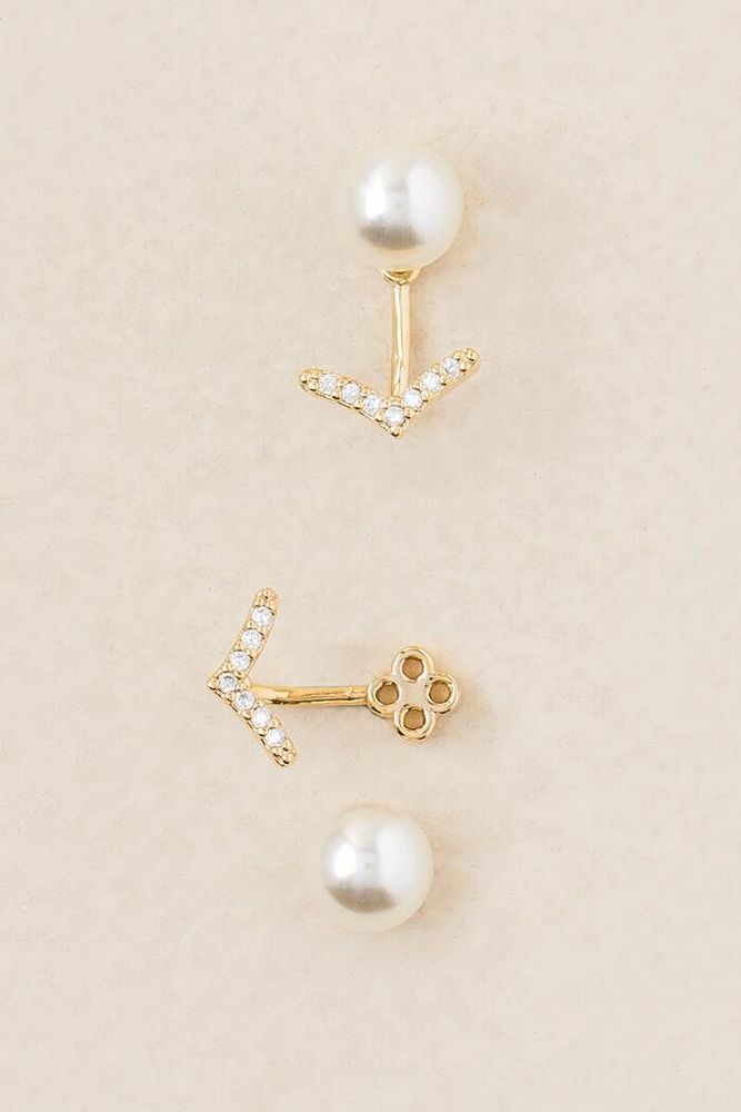 Francesca's Laura Pearl Cubic Zirconia Stud Earrings