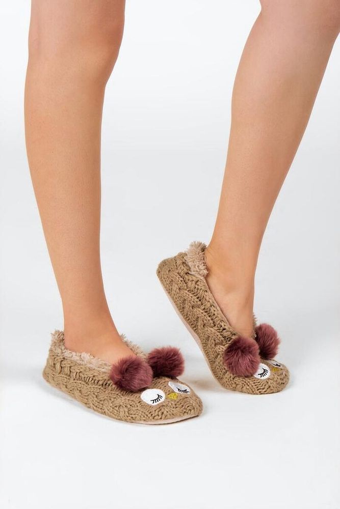 Fuzzy Knit Slipper Socks