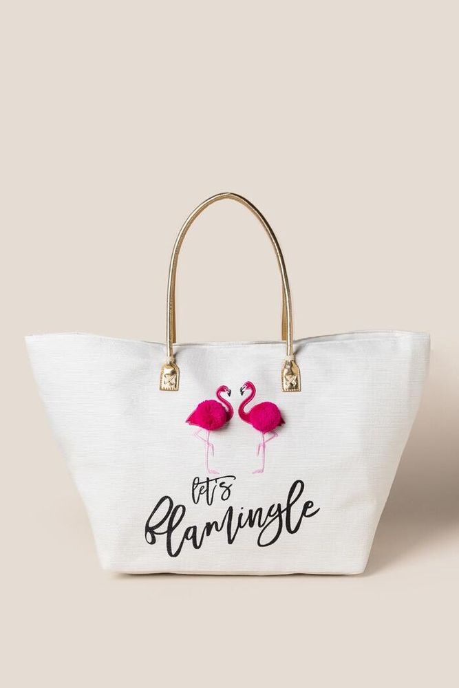 Let's Flamingle Beach Tote Bags