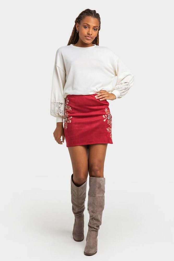 Beca toxicidad creciendo Francesca's Ina Embroidered Mini Skirt | Bridge Street Town Centre