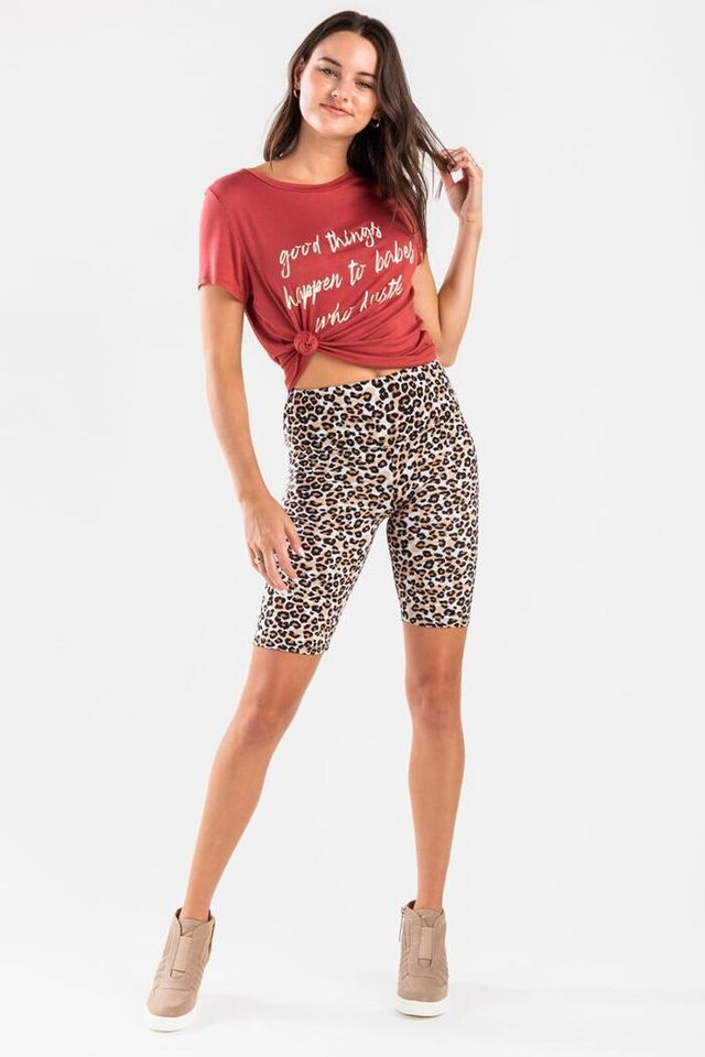Francesca's Zariah Leopard Biker Shorts | Connecticut Post Mall