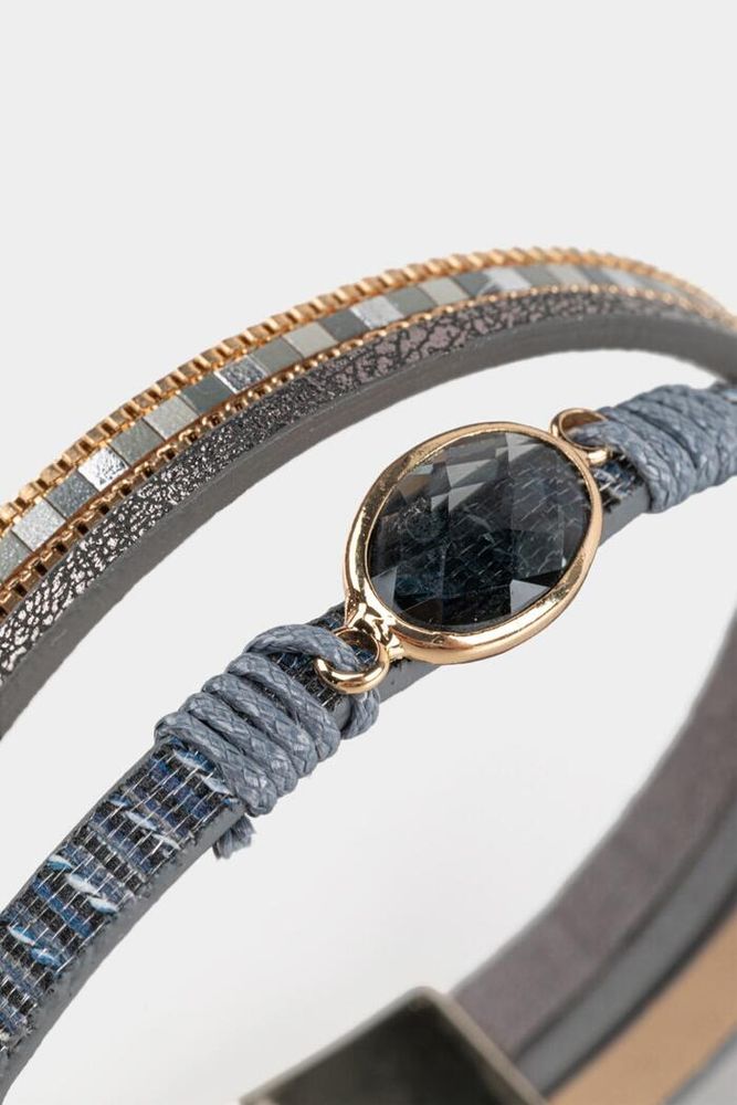 Francesca's Alma Stone Leather Wrap Bracelet