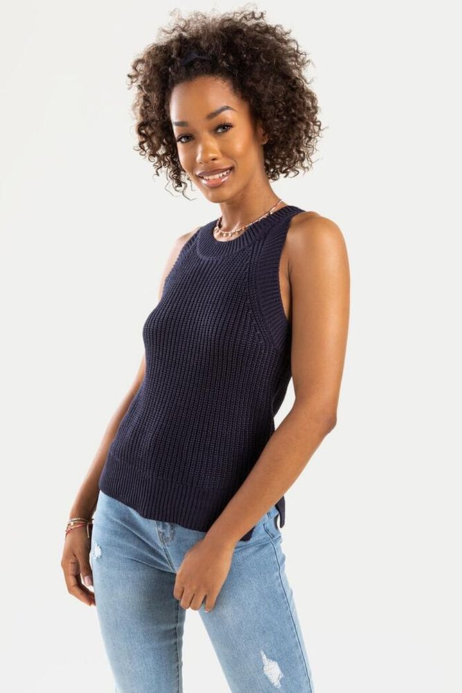 Francesca's Morgan High Neck Sweater Tank Top | Pacific City