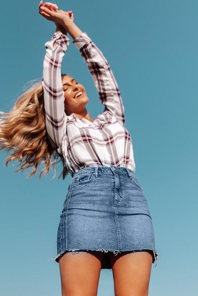 A frayed denim skirt feels smart with a classic blazer and feminine  71  Ways to Style a Miniskirt Like a Fashion Girl  POPSUGAR Fashion Photo 32