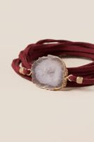 Francesca's Alma Stone Leather Wrap Bracelet