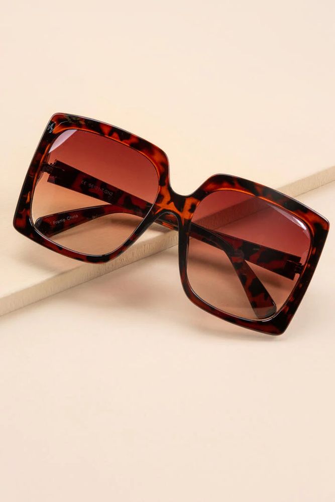 Oversized Square Frame Sunglasses in Tortoiseshell - Women