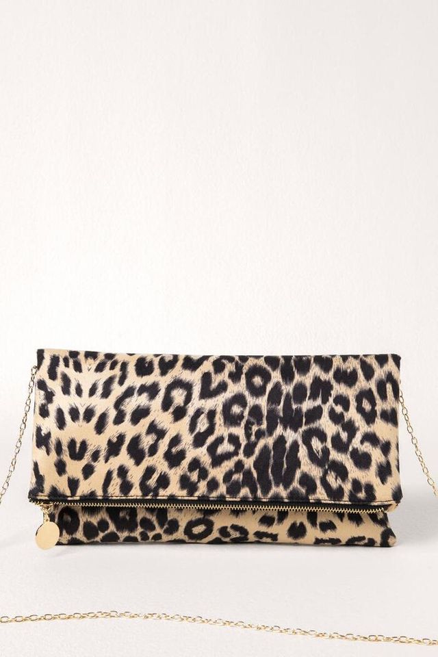 Francesca's Linda Fold Over Leopard Clutch