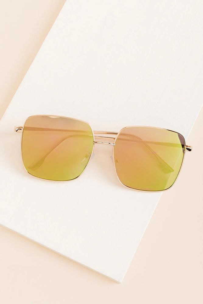 Oversized Metal Square Sunglasses