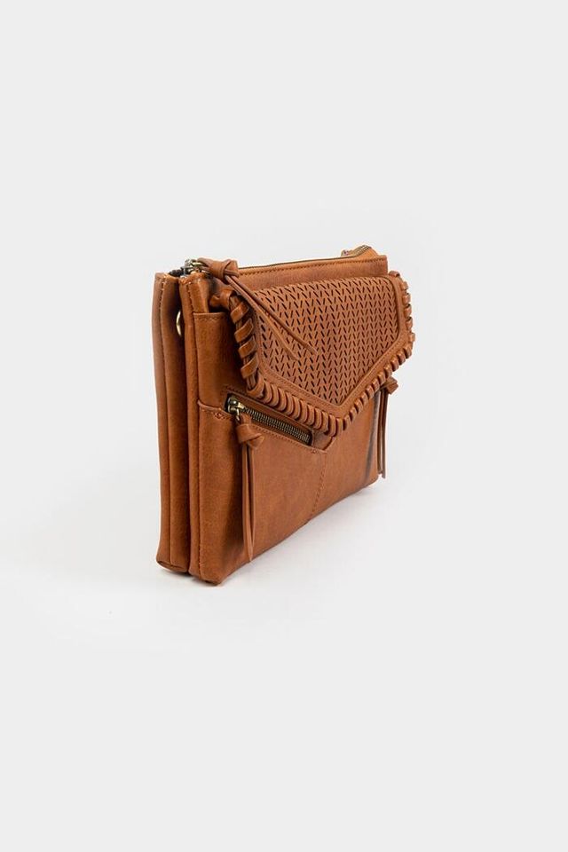 Francesca's Sawyer Perforated Double Zip Crossbody