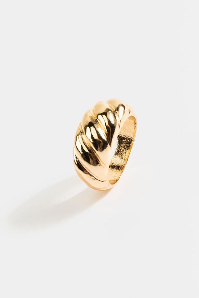 Women's Gold Croissant Detail 5 Pack Ring Set