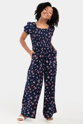franki Puff Sleeve Floral Jumpsuit for Girls