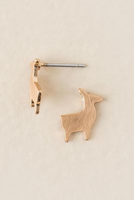 Llama Brushed Stud Earrings