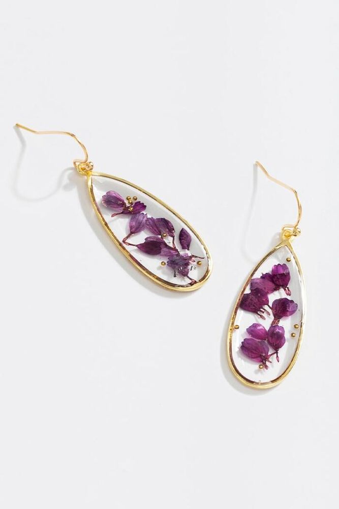 Pressed Flower Resin Earrings