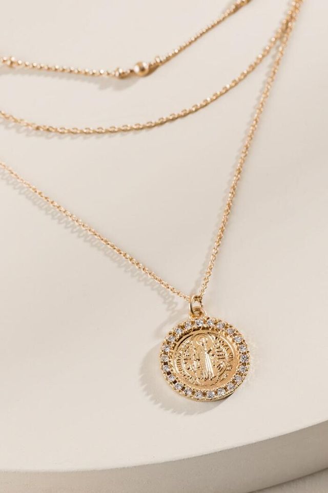 Francesca's Jules Layered Flower Charm Necklace