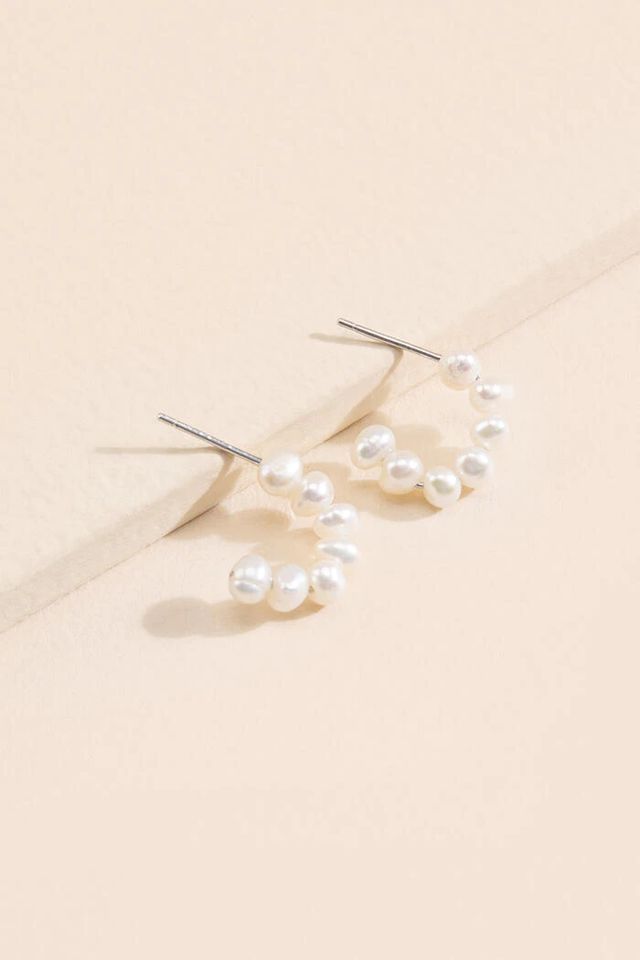 J.Crew: Layered Mini-pearl Hoop Earrings For Women