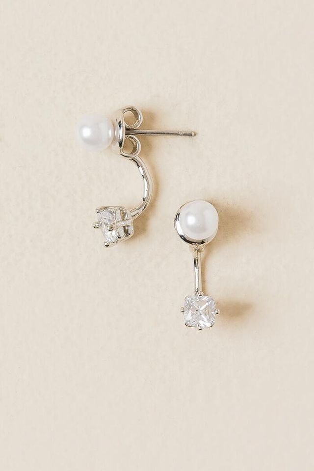 Francesca's Laura Pearl Cubic Zirconia Stud Earrings