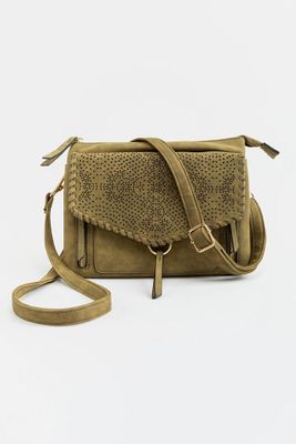 VR NYC Zip Closure Woven Flap Crossbody Bag