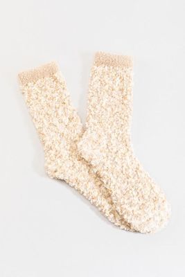 Jillian Popcorn Yarn Crew Socks in Heather Oat
