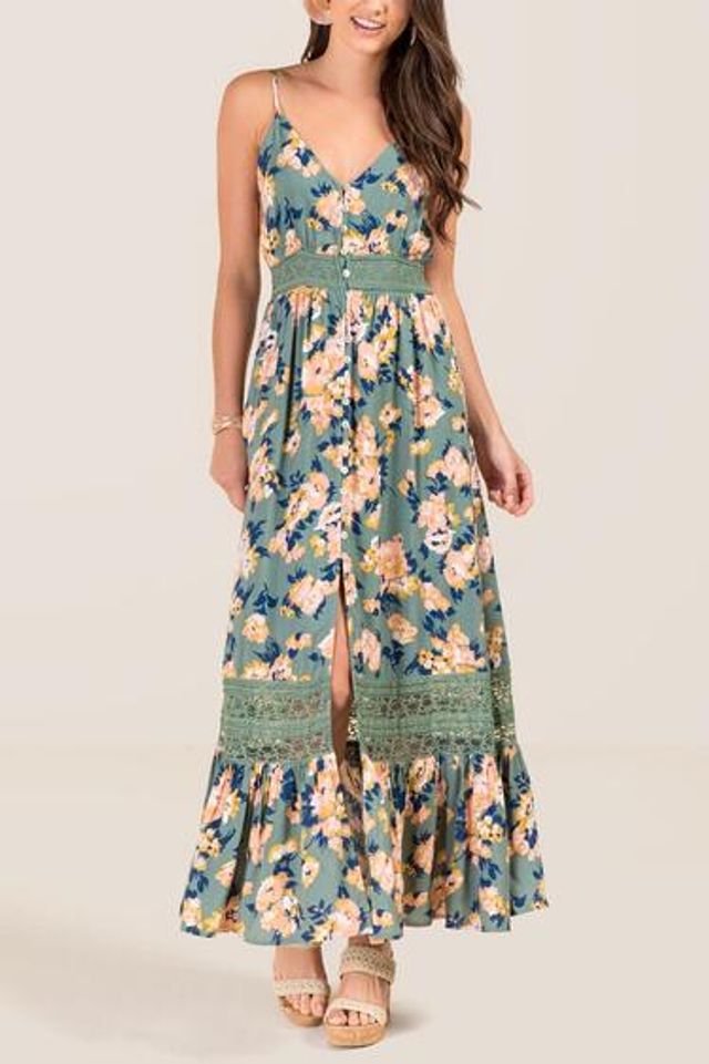 Francesca's Rachel Button Down Floral Maxi Dress | Pacific City