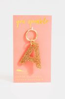 Lucky Feather Glitter Letter Keychain