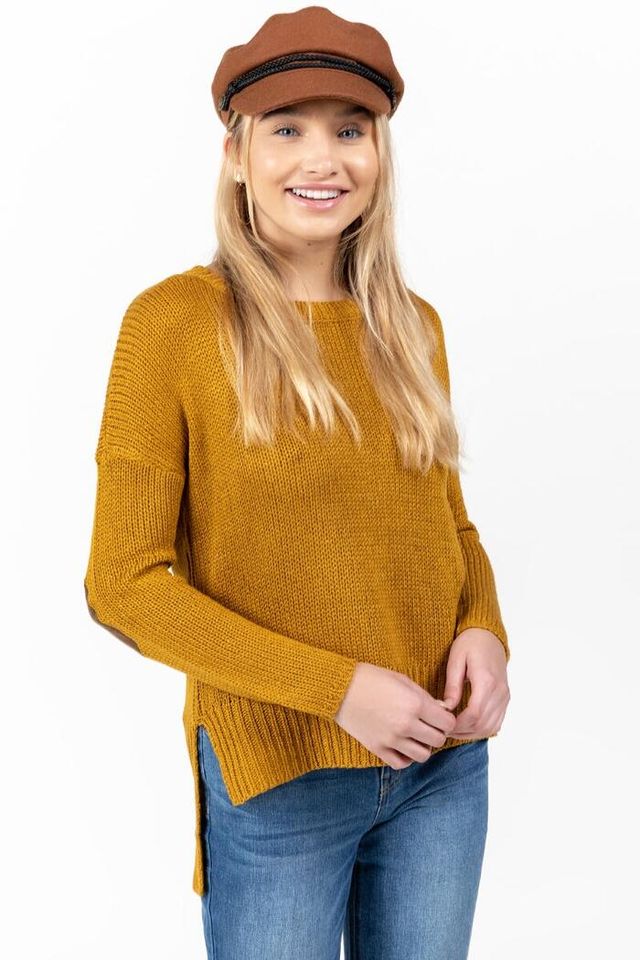 Francesca's Nakia Suede Elbow Sweater | Connecticut Post Mall