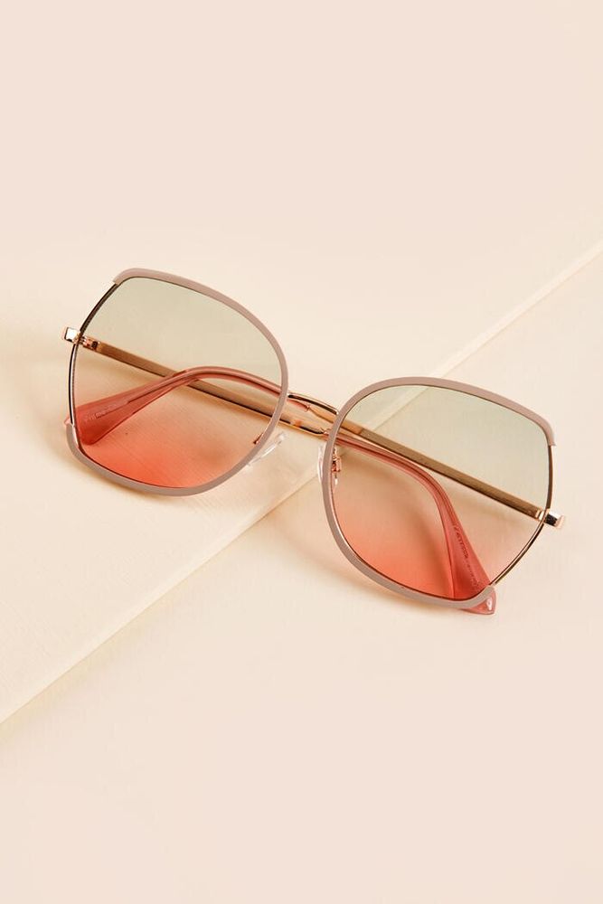 Hanna Gold and Pink Square Sunglasses