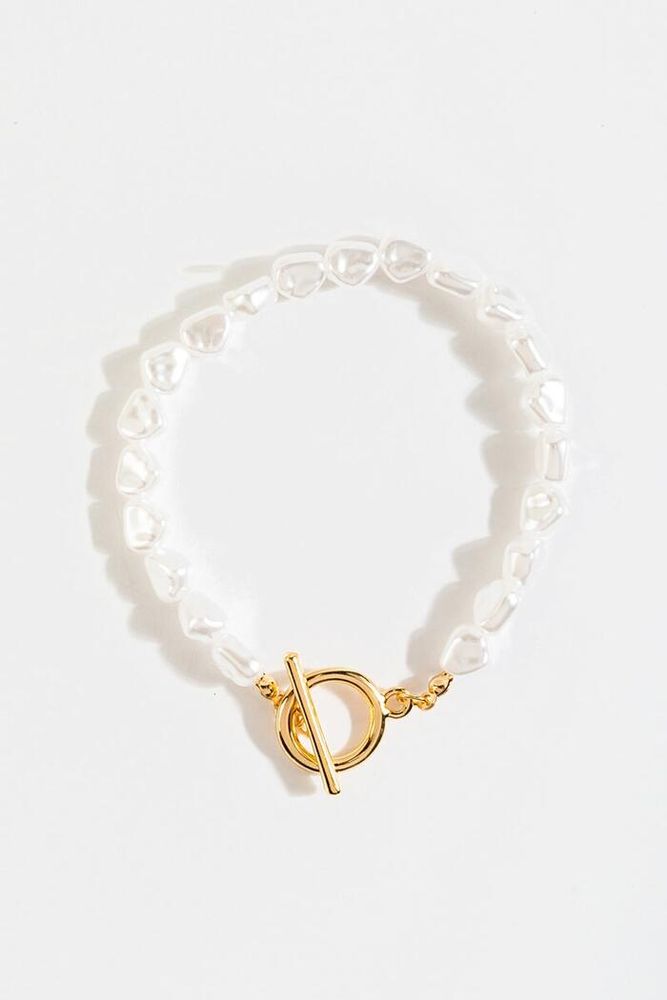 Gold Plated Beads and White Pearl Strand Bracelet  Bead jewellery Fancy  jewelry Pearl bracelet diy