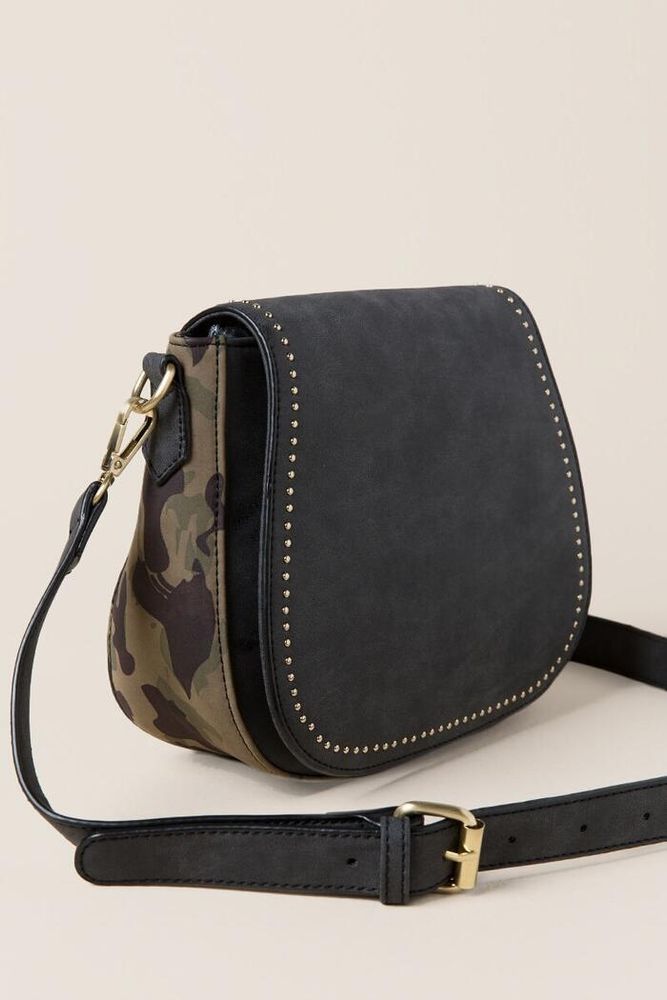 Camo Faux Leather Crossbody Purse