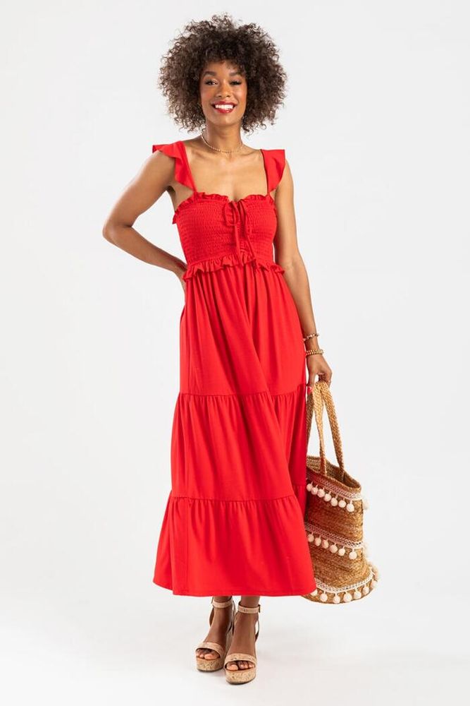Francesca's Lydia Flutter Sleeve Maxi Dress | Connecticut Post Mall