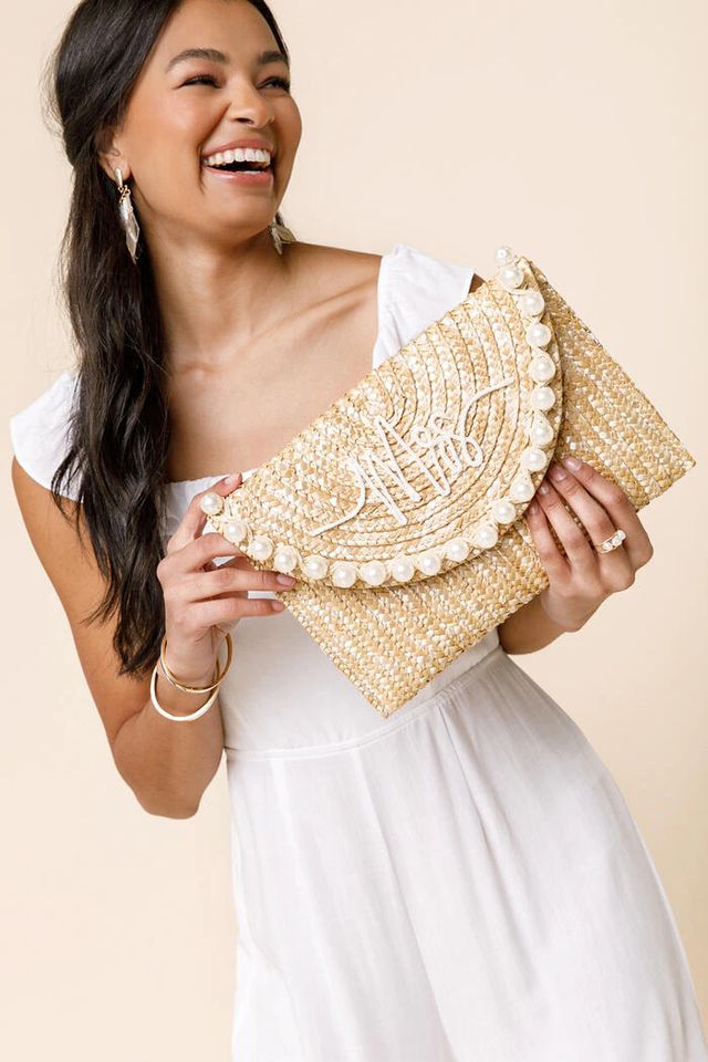 Oasis Gold Straw Clutch