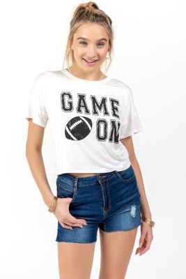Game On Cropped Graphic Tee