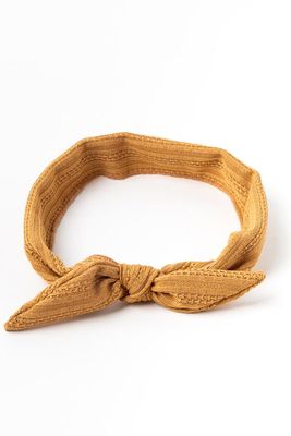 Jackie Lace Bow Headwrap in Camel